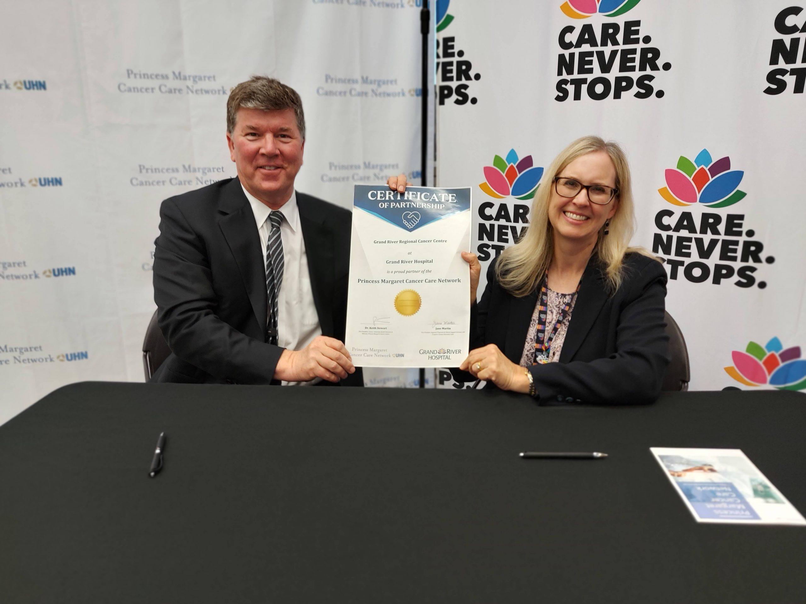 From left to right: Dr. Keith Stewart, VP Cancer, UHN, and Director, Princess Margaret Cancer Centre; Dr. Jane Martin, VP Clinical and Diagnostic Services, RVP, Waterloo Wellington Regional Cancer Program